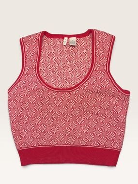 Moth by Anthropologie Knit Vest | Red & White Pattern | Size M